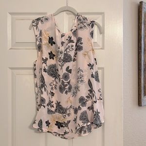 Loft light pink floral peplum top. Size large